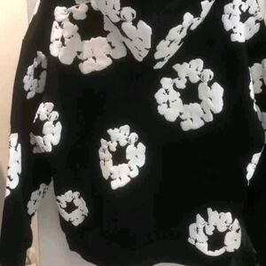 Black Sweater with White Floral Circle Pattern